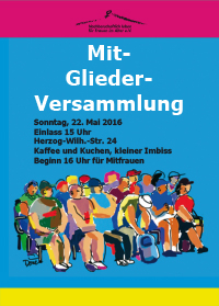 Poster zur Mitgliederversammlung 2016 des Fördervereins Nachbarschaftlich leben für Frauen im Alter