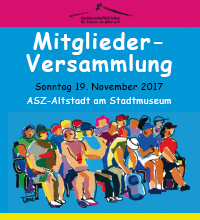 Poster zur Mitgliederversammlung 2017 des Fördervereins Nachbarschaftlich leben für Frauen im Alter