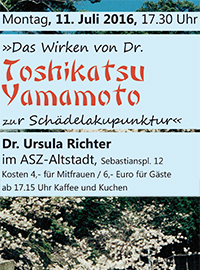 Bild zum Vortrag von Dr. Ursel Richter über Das Wirken von Toshikatsu Yamamoto zur Schädelakupunktur