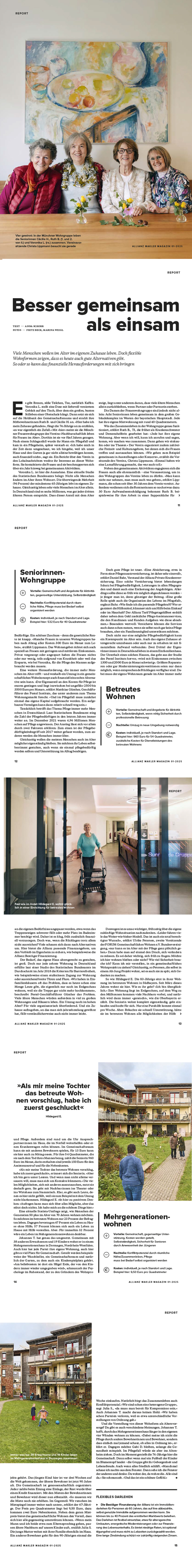 Bericht über das Leben im Alter in verschiedenen Wohnformen:
