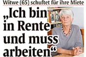 Aufmacherartikel Abendzeitung: Ich bin in Rente und muss arbeiten