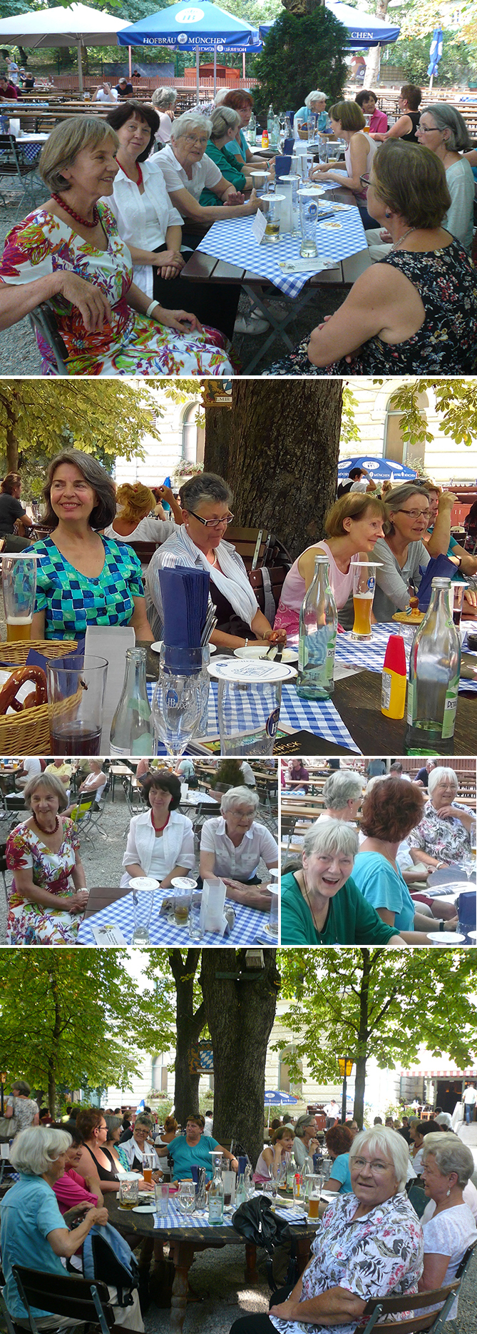 Die Frauen des Fördervereins "Nachbarschaftlich leben für Frauen im Alter" trefen sich im Biergarten