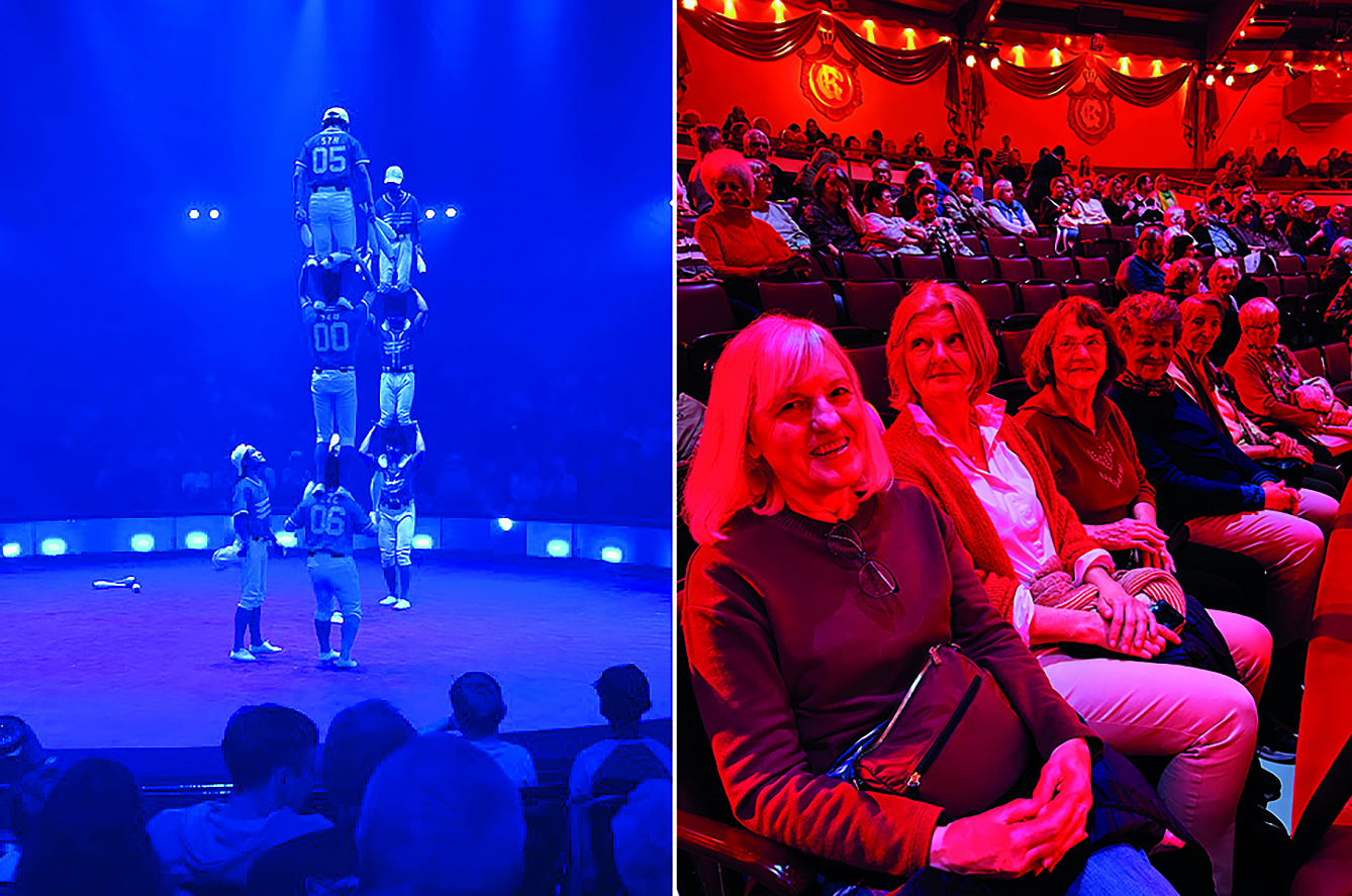 links: Artisten mit Keulen, rechts: 6 Wohnfrauen 