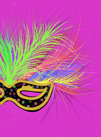 gezeichnete Maske mit Federn