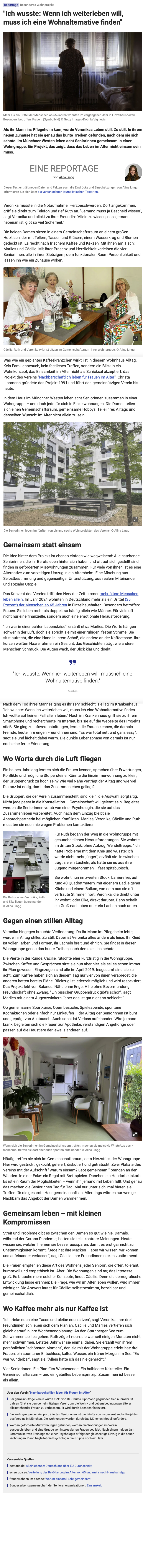 Online Artikel bei gmz über Zusammenleben in einer Wohngruppe im Alter und das Wohnprojekt des Fördervereins Nachbarschaftlich leben für Frauen im Alter