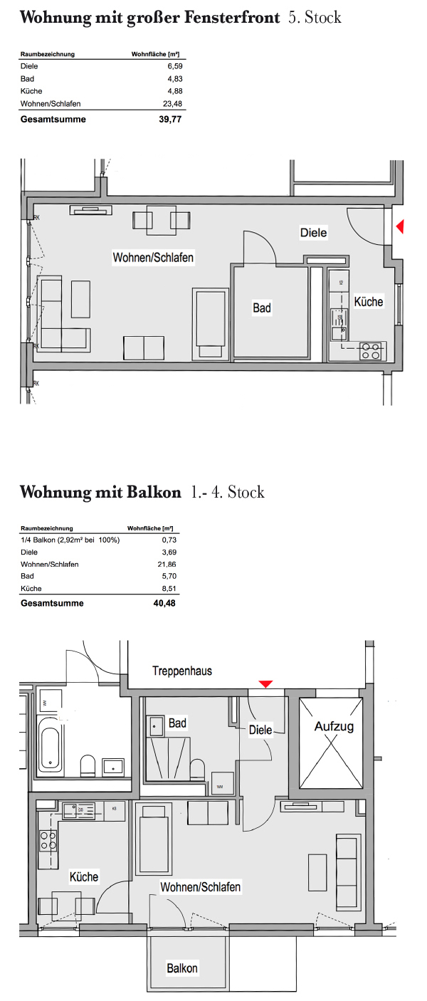 Grundrisse_Wohnprojekt 5, München Neuhausen / Arnulfstraße