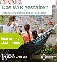 "Das WIR gestalten, Abstimmungsaufruf für den Publikumspreis des Deutschen Nachbarschaftspreises