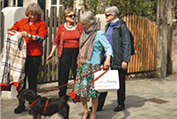 4 Wohnfrauen beim gemeinsamen Spaziergang