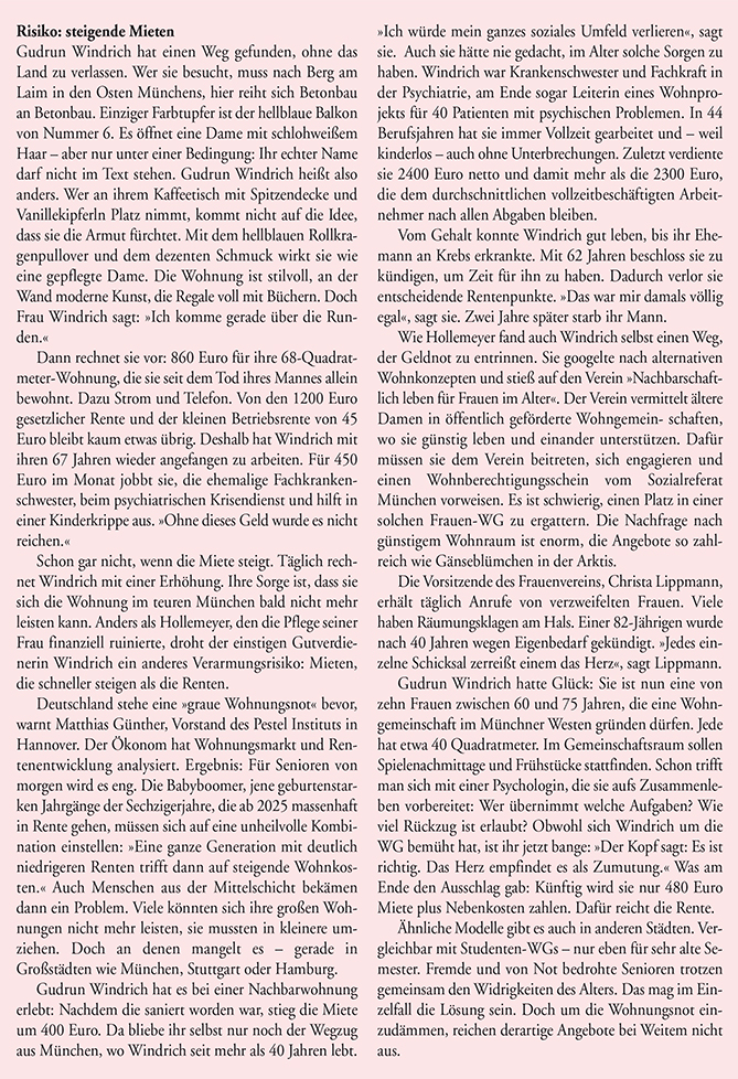 Artikel in "Die Zeit" über den Förderverein Nachbarschaftlich leben für Frauen im Alter e.V.zum Thema Rente und Altersarmut