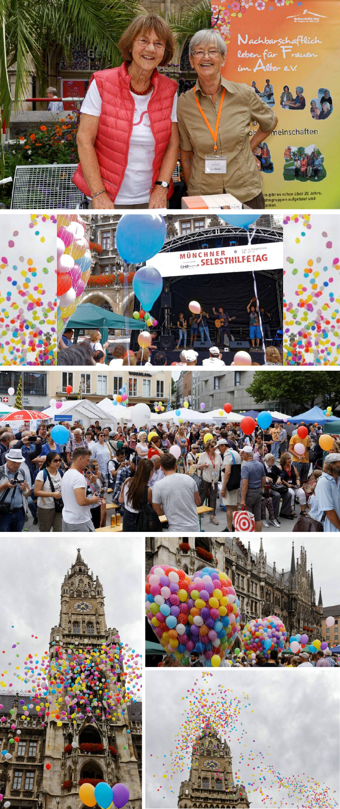 Bilder vom Selbsthilfetag 2017 auf dem Münchner Marienplatzmit Christa Lippmann und Ingrid Küster