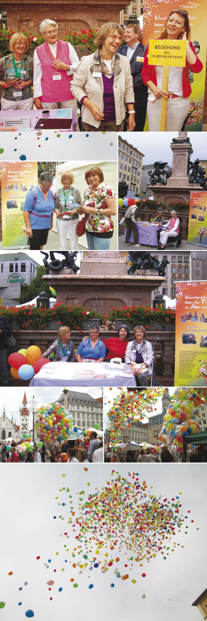 Der Förderverein Nachbarschaftlich leben für Frauen im Alter auf dem Selbsthilfetag 2015 auf dem Münchner Marienplatz