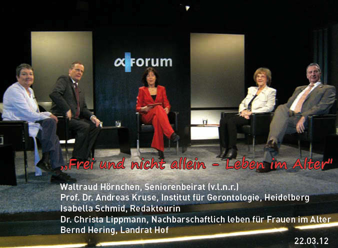 Fernsehdiskussion auf BRalpha mit Christa Lippmann und anderen