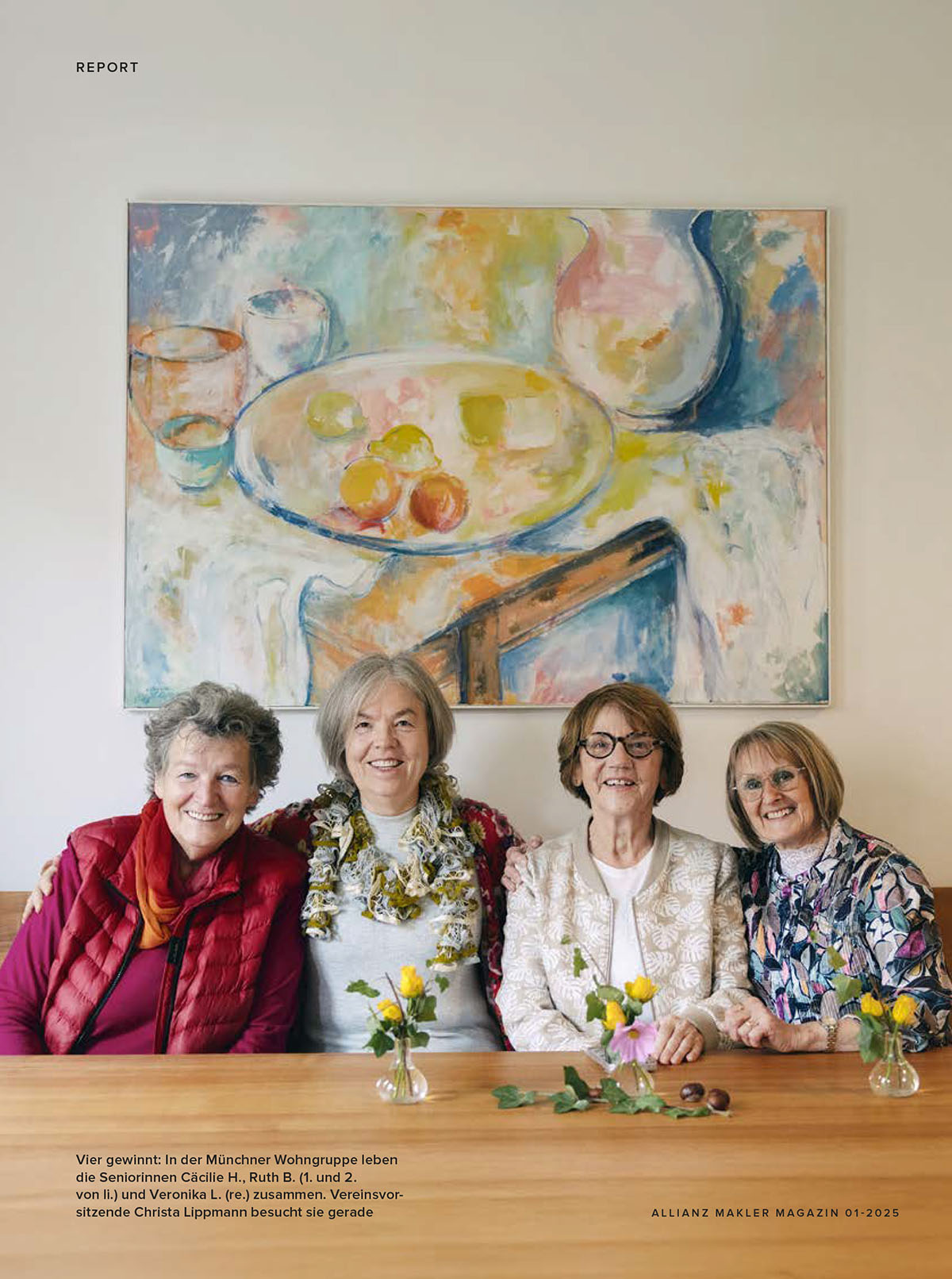 Titelbild mit 4 Wohnfrauen am Tisch des Berichts über das Leben im Alter in verschiedenen Wohnformen