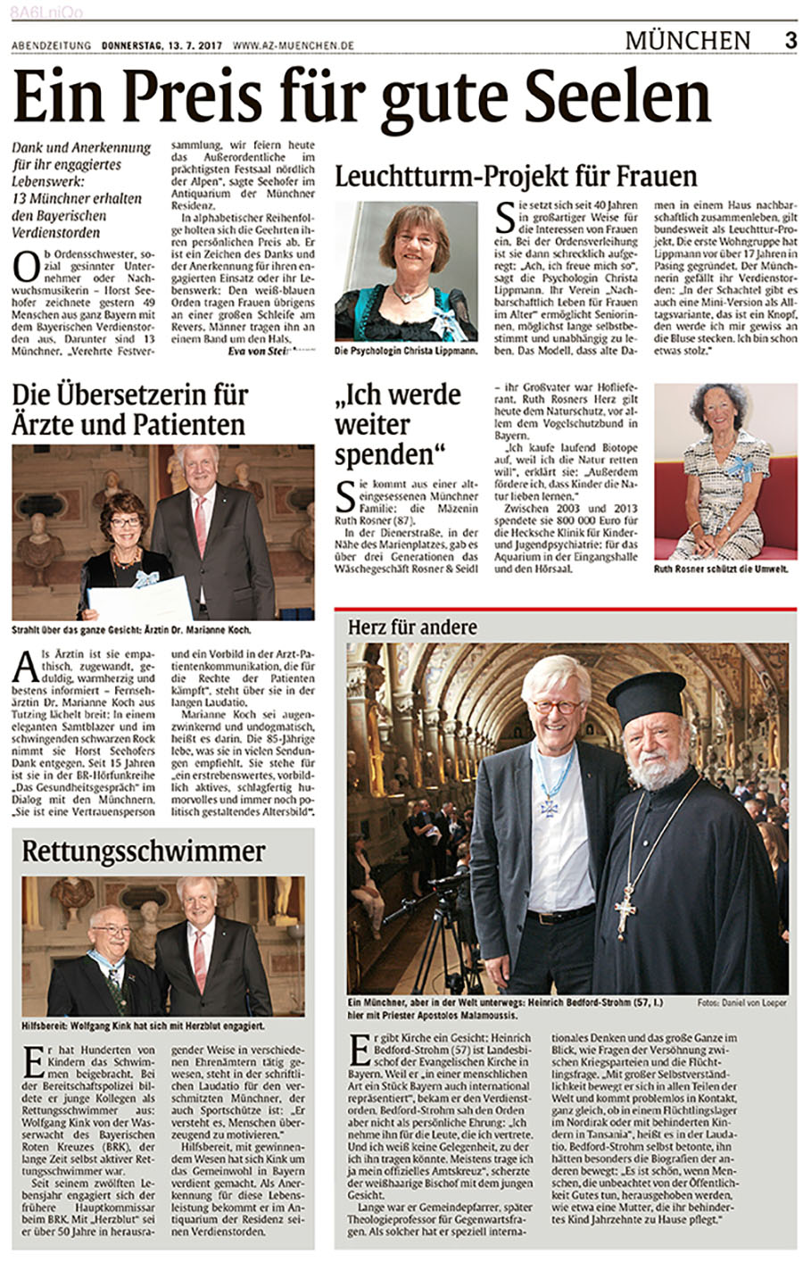 Dr. Christa Lippmann mit dem Bayerischen Verdienstorden 2017