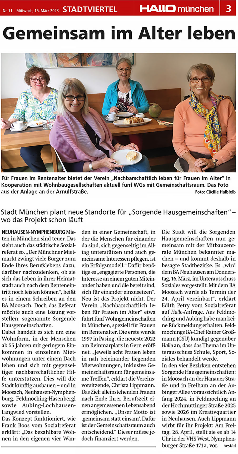 4 Wohnfrauen von Wohngruppe 5 am Kaffeetisch im Gemeinschaftsraum