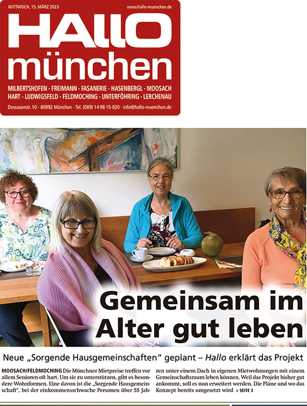 4 Wohnfrauen von Wohngruppe 5 am Kaffeetisch im Gemeinschaftsraum