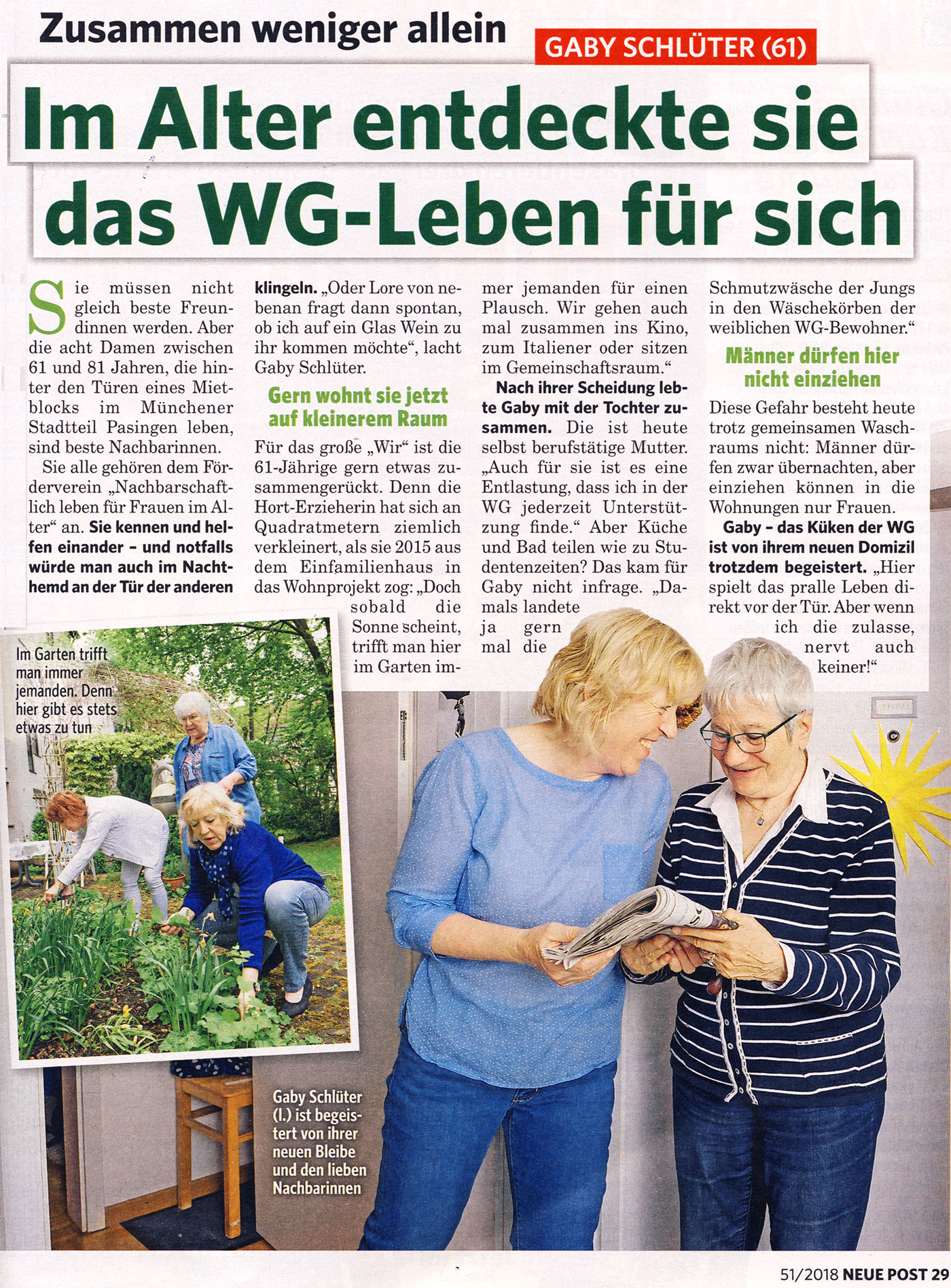 Artikel in der neuen Post über das Zusammenleben in einer innovativen WG