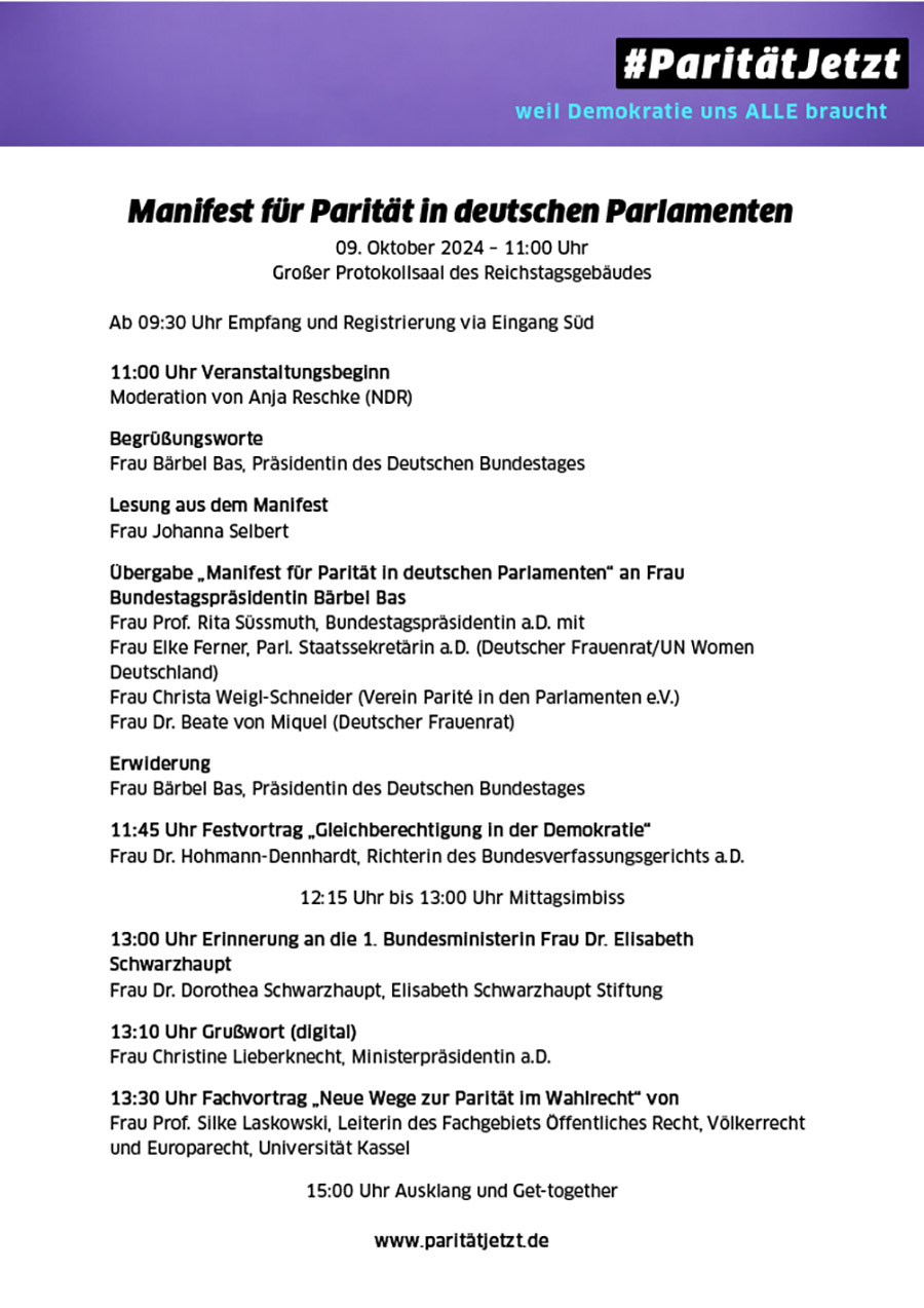 das Programm für das Manifest