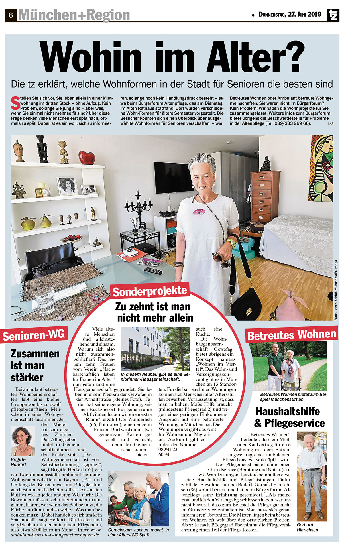 Artikel in der Münchner tz zum Thema: Wohin im Alter, Sonderprojekte: Zu zehnt ist man nicht mehr allein