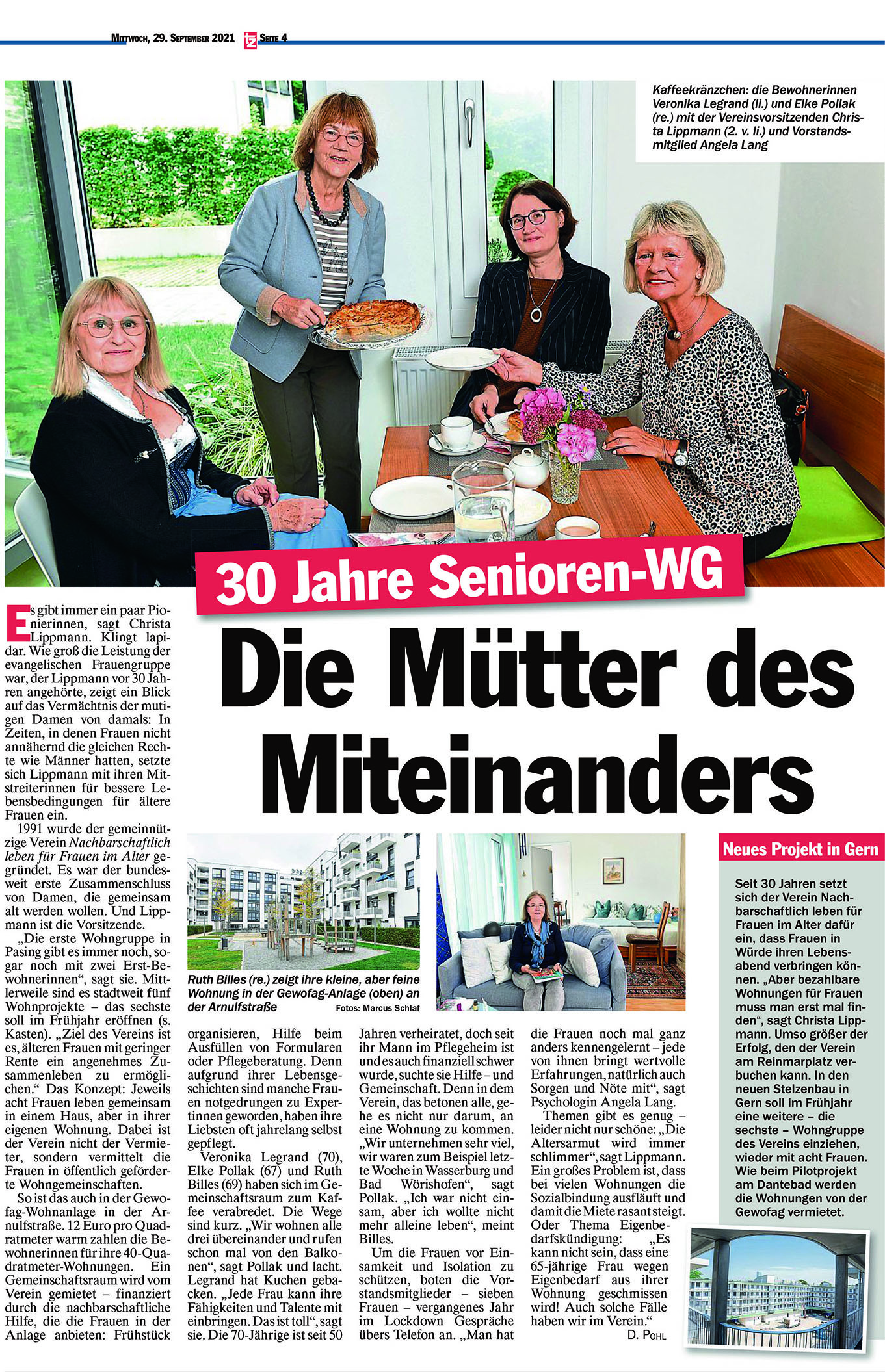 Bericht über den Förderverein Nachbarschaftlich leben für Frauen im Alter und das Glück des Zusammenlebens