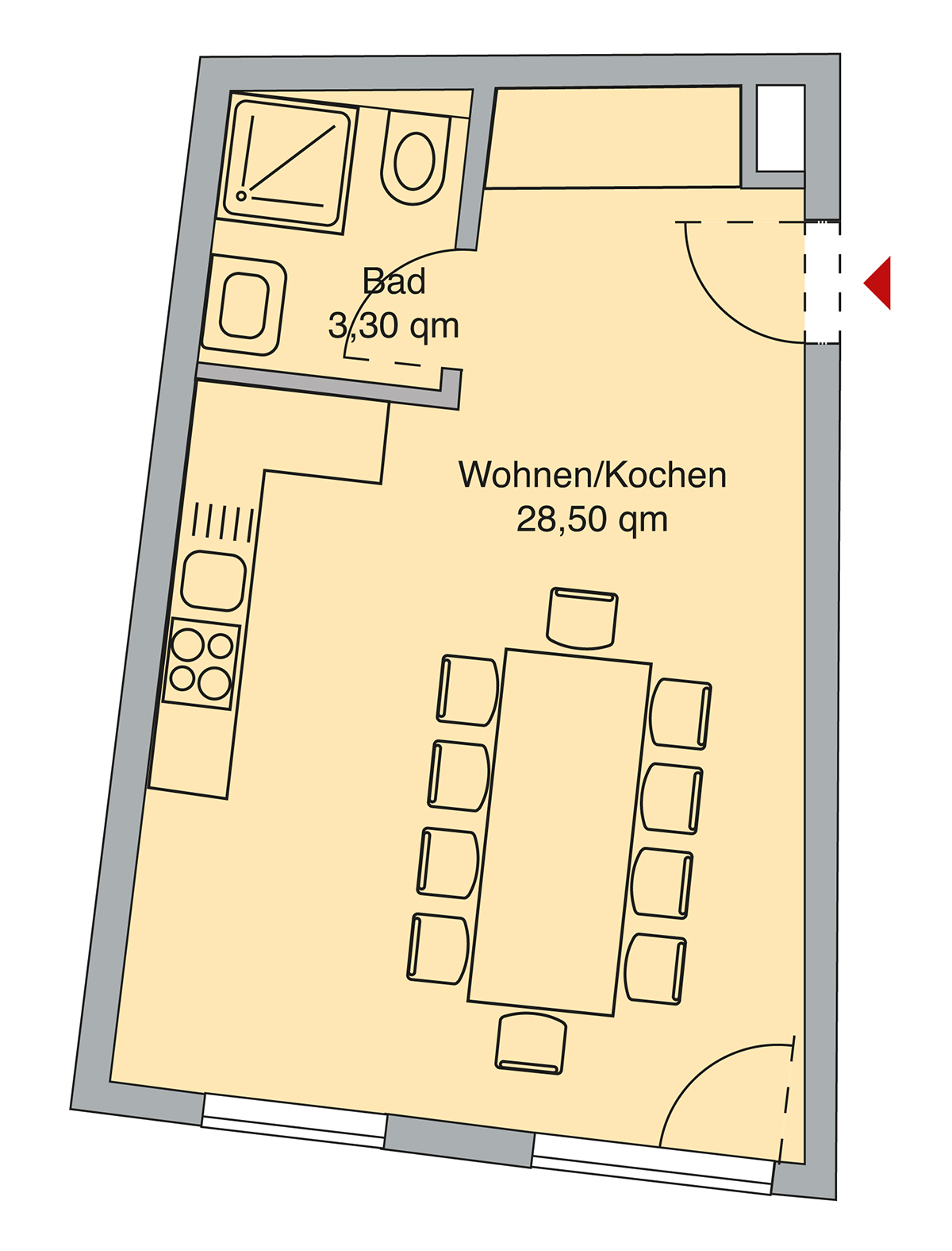 wg2: Grundriss des Gemeinschaftsraums