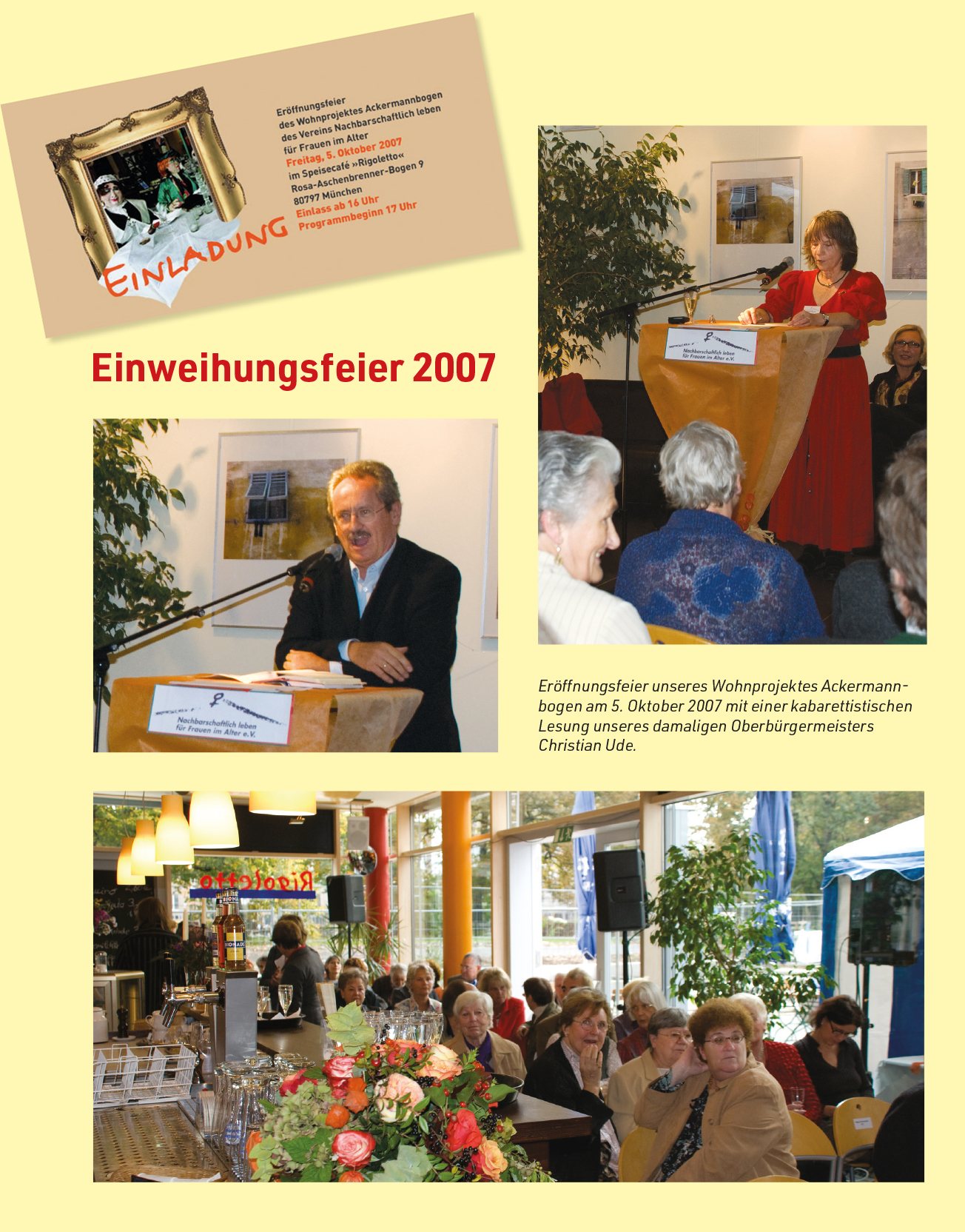 wg2: Impressionen vom Einweihungsfest mit Festredner Christian Ude und Christa Lippmann